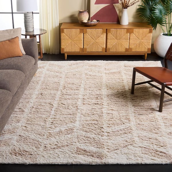 Vermont 8 ft. x 10 ft. Beige/Ivory High-Low Striped Area Rug