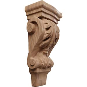 1-3/4 in. x 3 in. x 6 in. Unfinished Wood Mahogany Extra Small Acanthus Pilaster Corbel