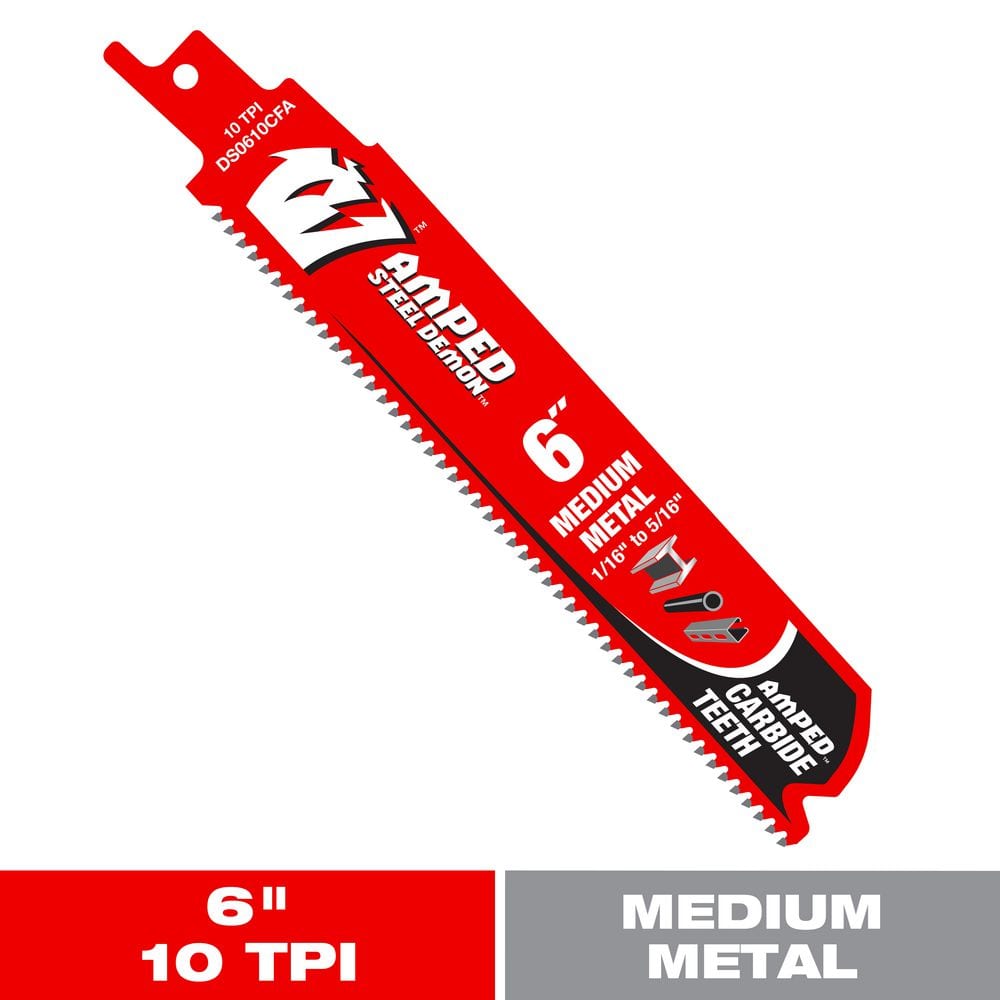 6 in. 10 TPI AMPED Steel Demon Carbide Teeth Reciprocating Saw Blade for Medium Metal price history on PriceWatchPro