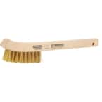 9 in. Long Wooden Handled Brass Welding Wire Brush (.4 in. x 2.6 in. Bristle Area 2 x 9 Row) for Cleaning Aluminum
