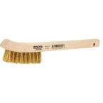 9 in. Long Wooden Handled Brass Welding Wire Brush (.4 in. x 2.6 in. Bristle Area 2 x 9 Row) for Cleaning Aluminum