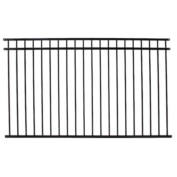 Versai 4.5 ft. H x 7.5 ft. W Gloss Black Steel Flat Top and Bottom Design Fence Panel for Pool Application