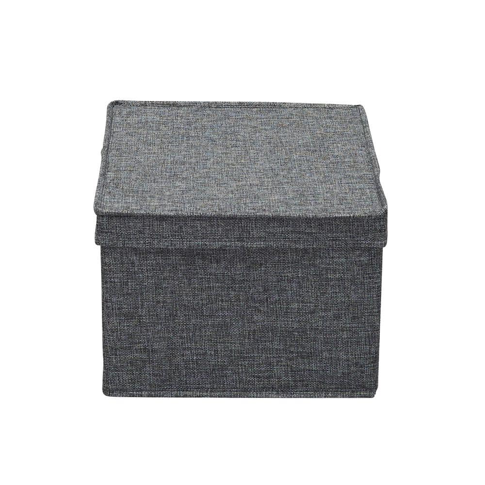 Graphite Large Fabric Storage Bins with Lids, Set of 2