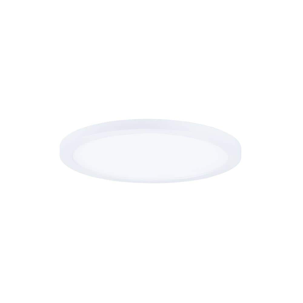 Wafer Satin Nickel 7" LED Flush Mount Drum Ceiling Light - White