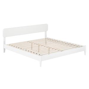Florence White Solid Wood Frame King Low Profile Platform Bed