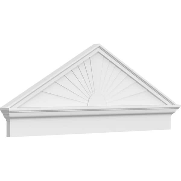 2-3/4 in. x 52 in. x 19-7/8 in. (Pitch 6/12) Peaked Cap Sunburst Architectural Grade PVC Combination Pediment