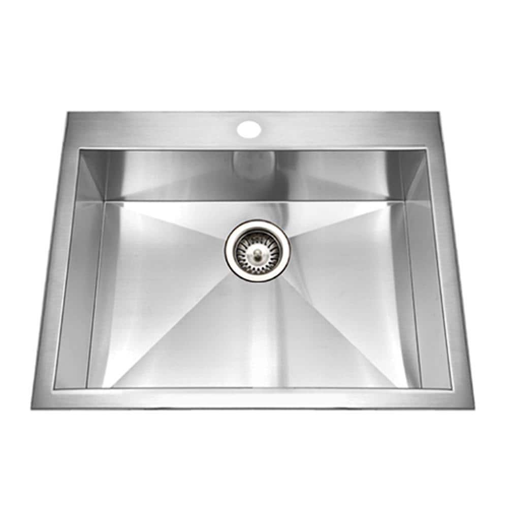 HOUZER Bellus Series Drop-In Stainless Steel 25 in. 1-Hole Single Bowl Zero Radius Kitchen Sink -  BCS-2522