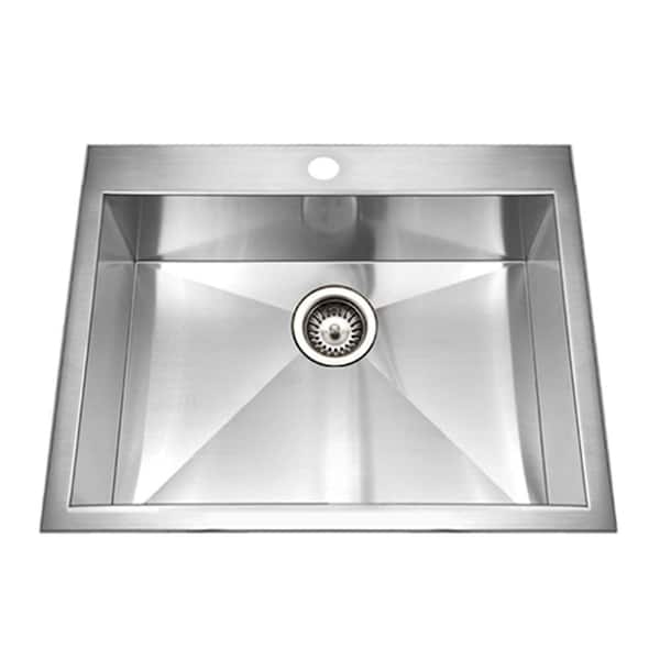 HOUZER Bellus Series Drop-In Stainless Steel 25 in. 1-Hole Single Bowl Zero Radius Kitchen Sink