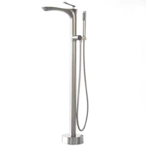 SevenFalls Single-Handle Floor Mounted Free Standing Tub Faucet with Handheld Shower in Brushed Nickel