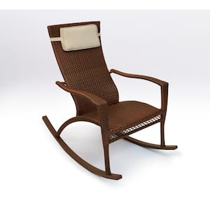 Maracay Oversized Java Wicker Rocking Chair Outdoor Patio Furniture Piece with Plush Head Cushion