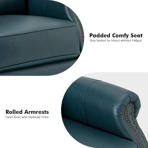 JAYDEN CREATION Sonia Transitional Turquoise 30.5 in. Wide Genuine