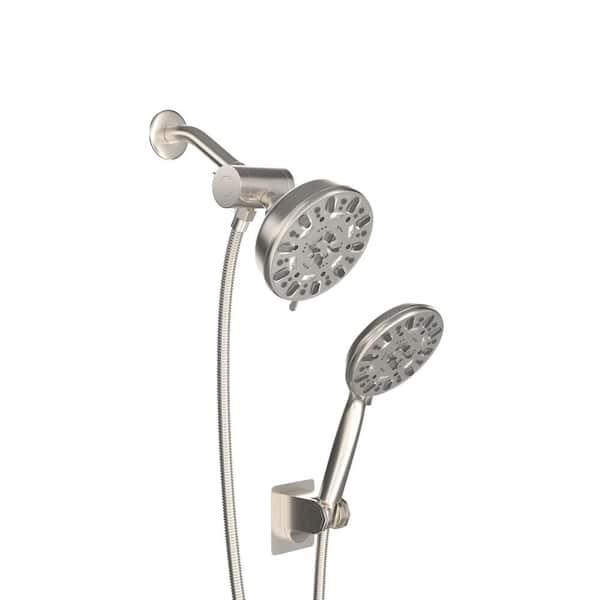 Dimakai 7-Spray Settings Wall Mount Handheld Shower Head 1.8 GPM Adjustable Dual Shower Heads with 59" Hose in Brushed Nickel