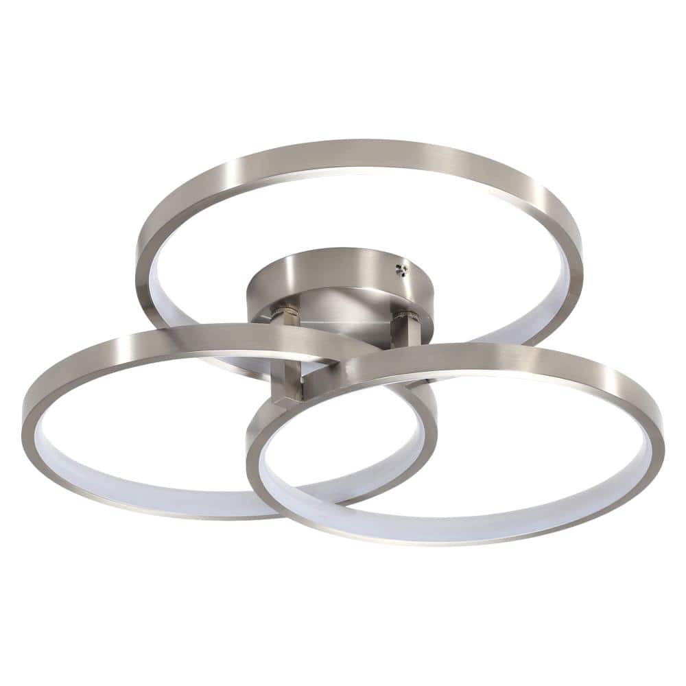 19.7in. Silver Modern Integrated LED 3 Rings Circle Semi-Flush Mount Ceiling Light for Living Room, Bedroom price history on PriceWatchPro