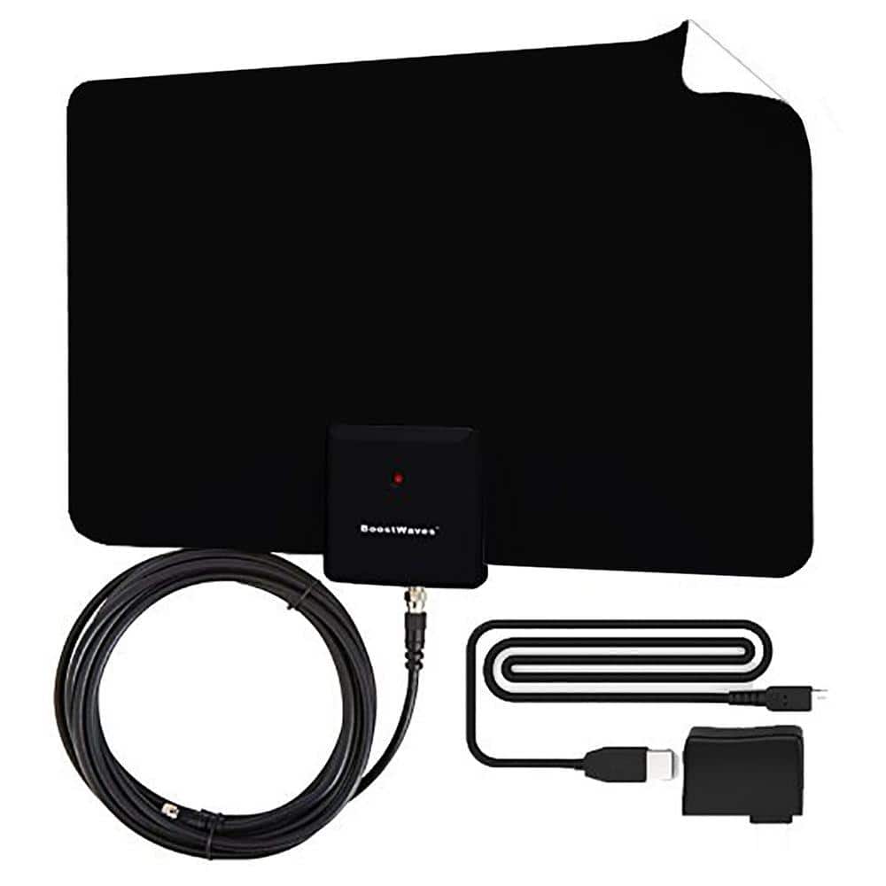 Supreme Amplified Razor 50-Mile HDTV Indoor Flat Leaf Antenna with RG6 Cabl