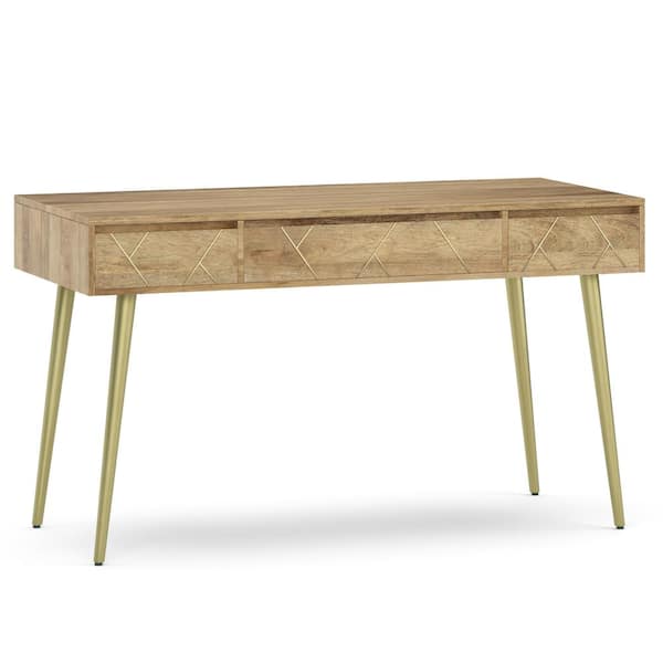 Simpli Home Jager Solid Mango Wood Mid Century Contemporary 54 in. Wide Desk in Natural
