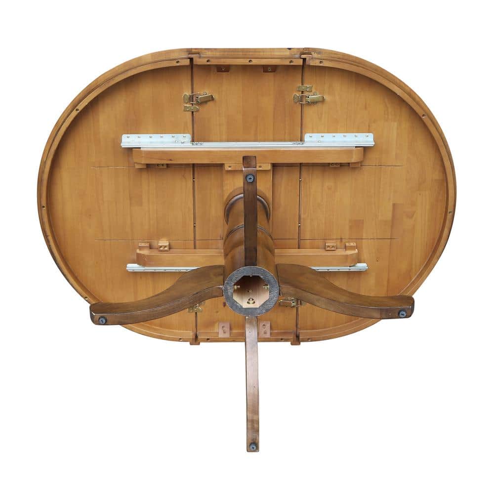 Pecan Round Extendable Wood Counter Height Table