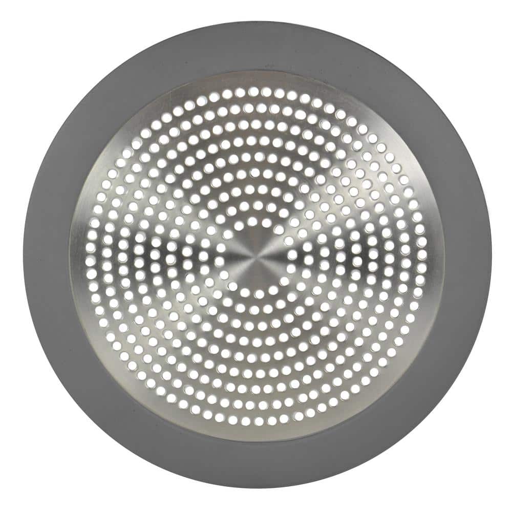 4-3/4 in. Stainless Steel and Silicone Shower Stall Drain Protector Bathtub  Hair Catcher, Brushed Nickle