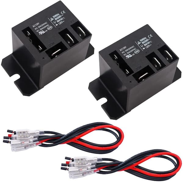 AC120-Volt Coil, Power Relay with Flange Mounting and 10 Quick Connect Terminals Wires, Black