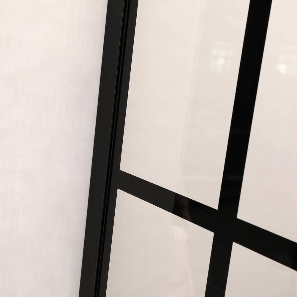 34'' Matte Black Frameless Fixed Shower Door with Clear Glass