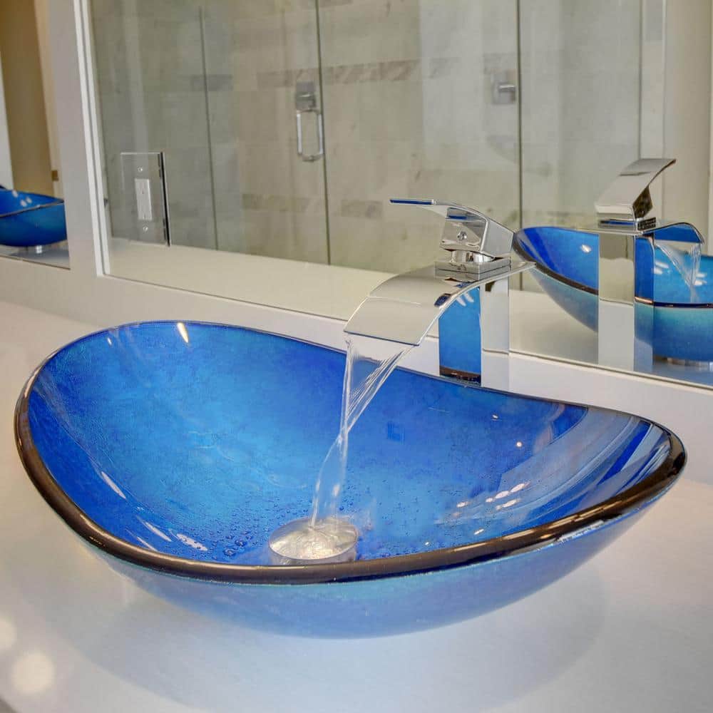 Polished Chrome Single-Handle Waterfall Vessel Sink Faucet