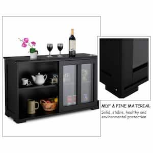 1-Piece Black Storage Cabinet Sideboard Buffet Cupboard Upholstery Sectional