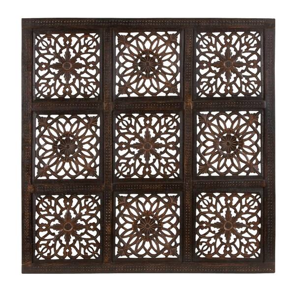 Litton Lane 36 in. 36 in. Traditional Decorative Wood Wall Panel in Stained Brown