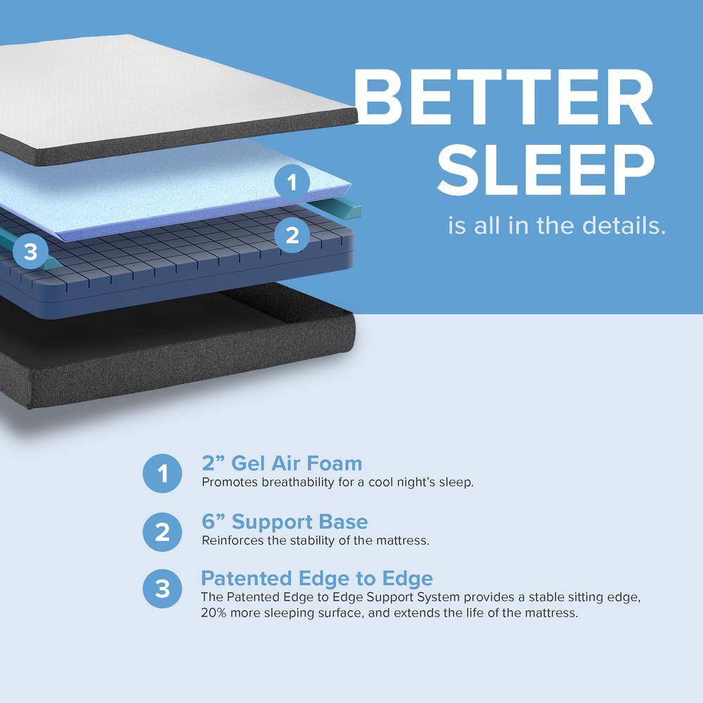 Queen Gel Memory Foam Water Resistant Adjustable Bed Mattress