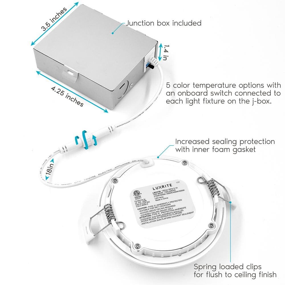 4'' White Aluminum Ultra Thin LED Recessed Lighting Kit