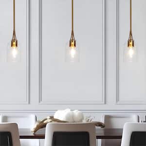 Modern Pendant Light 1-Light Brass Dome Island Mini Pendant Light with Clear Glass Shade for Kitchen, Foyer, Staircase