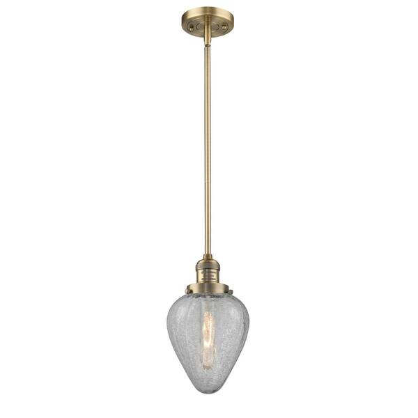 Innovations Geneseo 100Watt 1Light Brushed Brass Shaded Mini Pendant