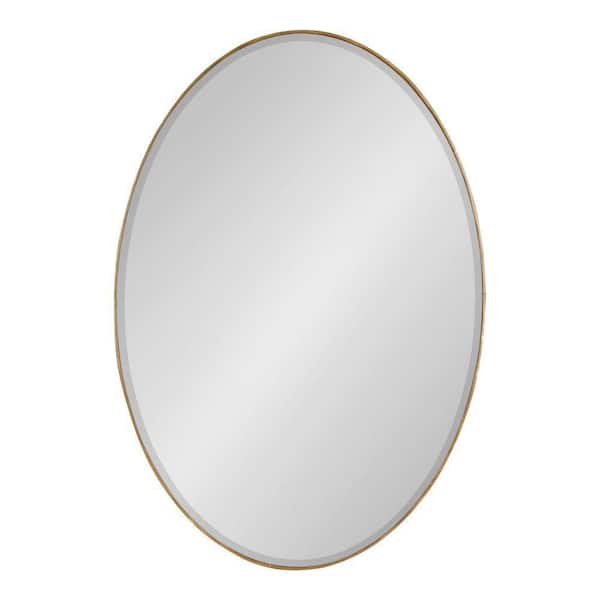 Kate and Laurel Elmora 22.25 in. W x 32.00 in. H Gold Oval Traditional Framed Decorative Wall Mirror