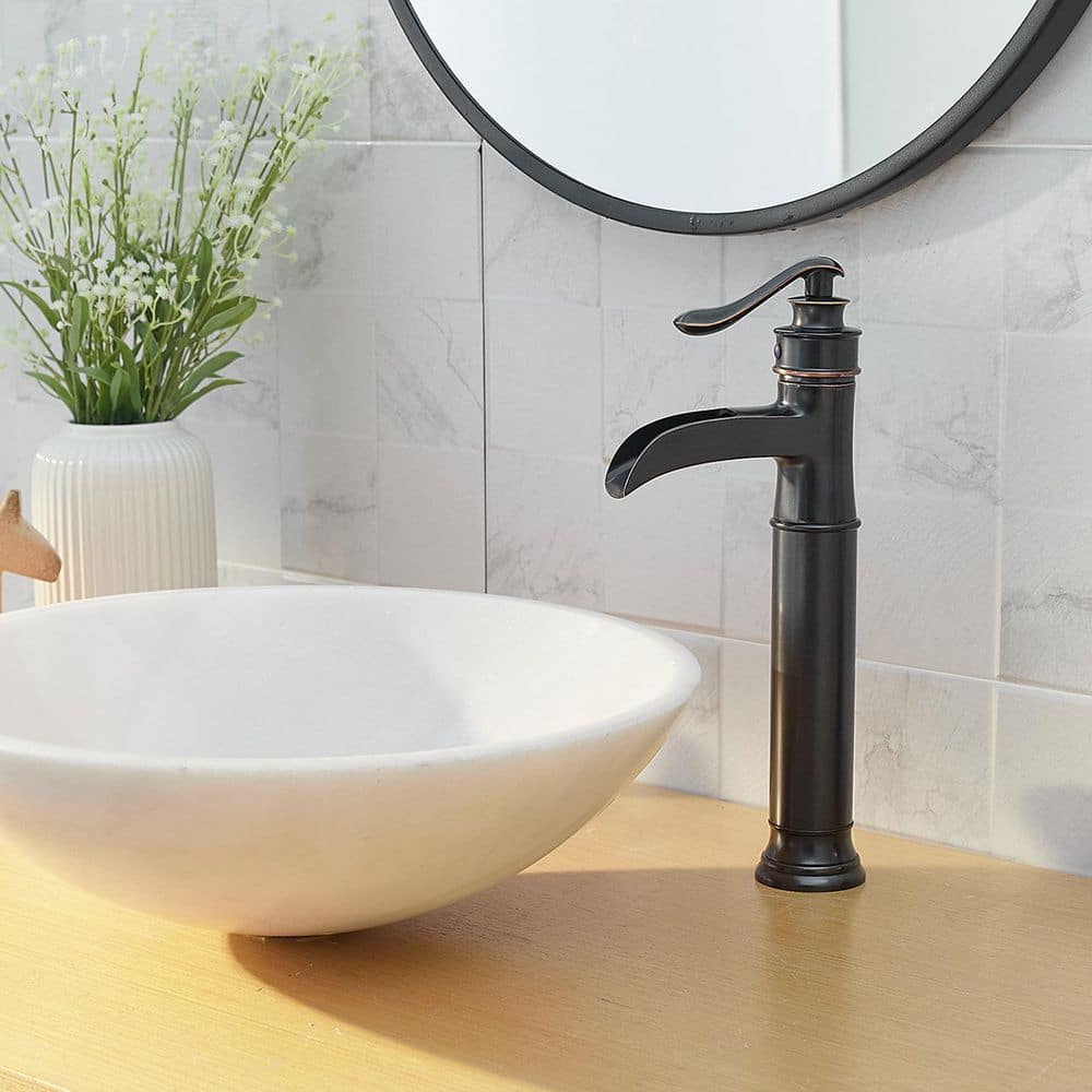 Oil-Rubbed Bronze Single Handle Waterfall Vessel Faucet
