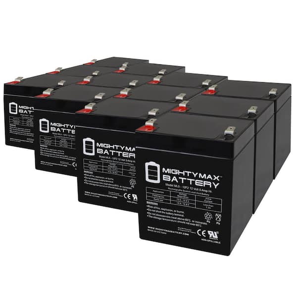 MIGHTY MAX BATTERY 12-Volt 5Ah F2 SLA Replacement Battery for UPS, Alarm, APC-12 Pack
