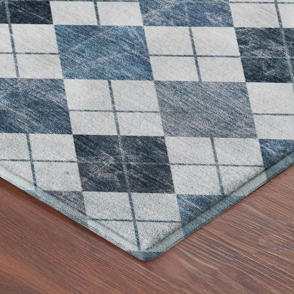 Mayfield Premium Machine Washable Abstract AMF2237 Blue 2 ft. x 3 ft. Accent Rug