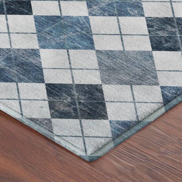 Mayfield Premium Machine Washable Abstract AMF2237 Blue 3 ft. x 5 ft. Area Rug