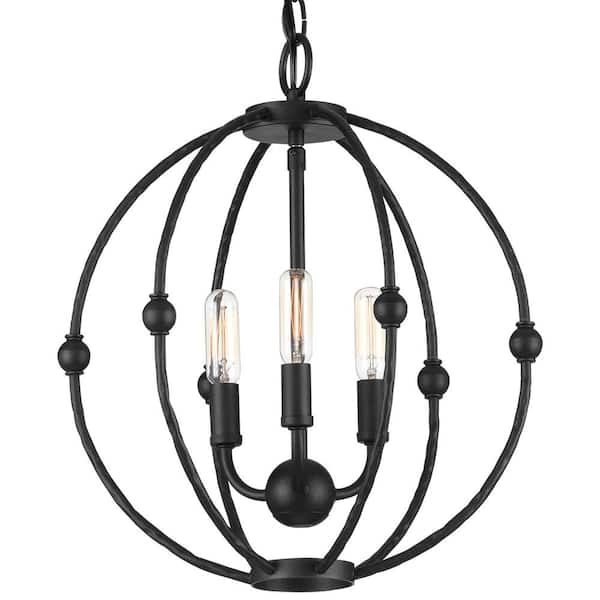 Progress Lighting Pacolet 3-Light Textured Black Pendant
