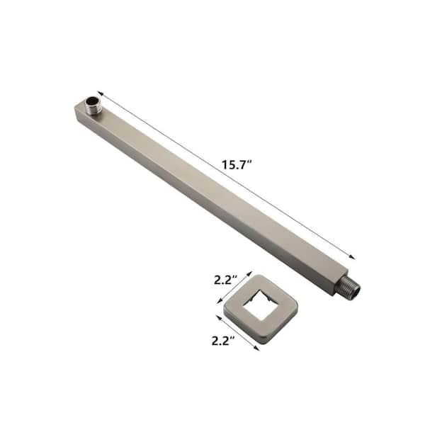 15.7 in. Stainless Steel Square Wall Mount Shower Arm in Brushed Nickel