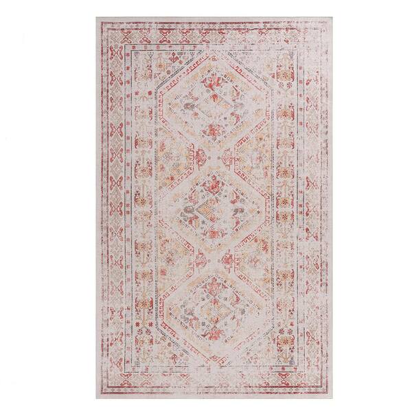 2 ft. x 10 ft. Beige Abstract Washable for Bedroom, Dining Room, Living Room Area Rug