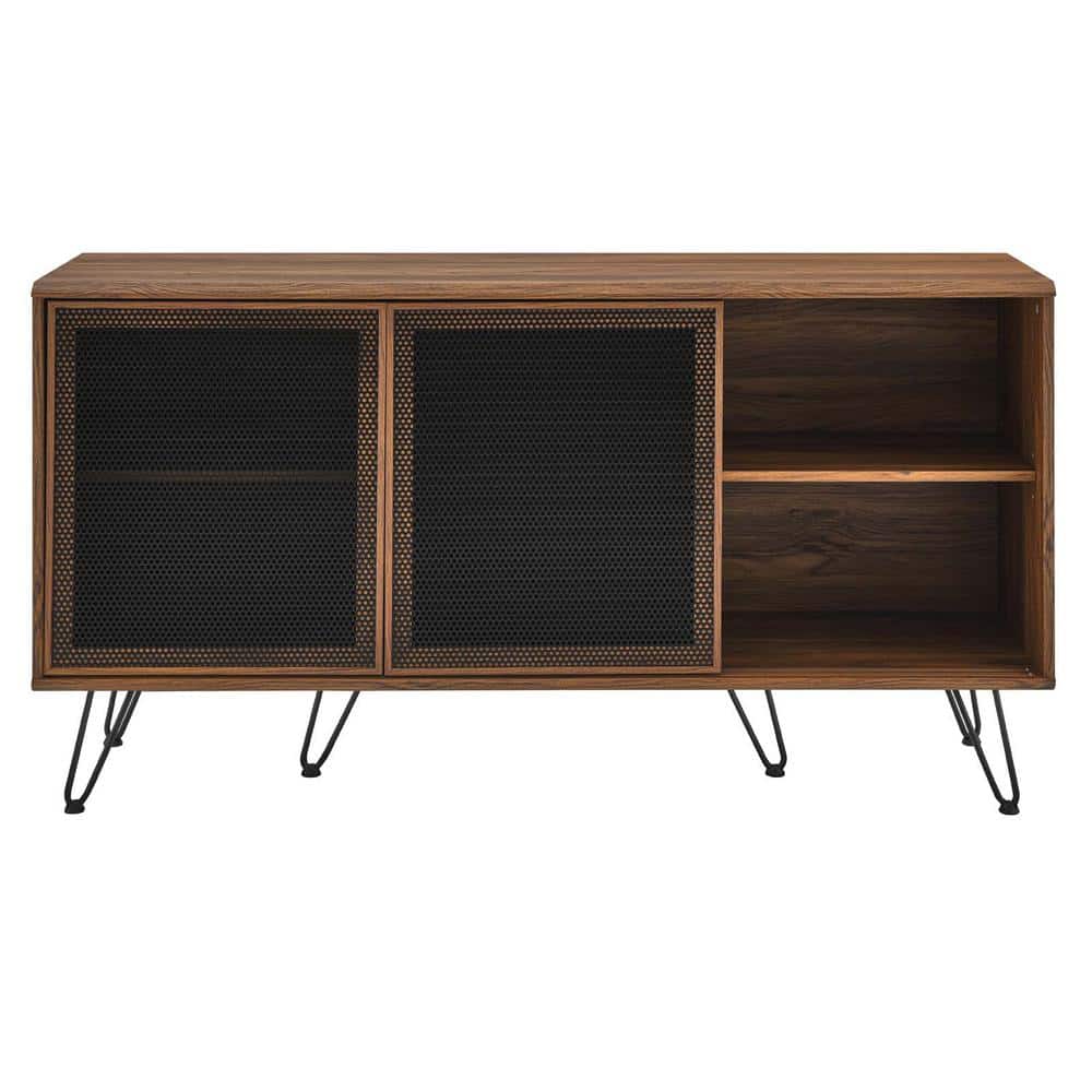 Nomad Walnut Industrial Modern Sideboard with Mesh Doors