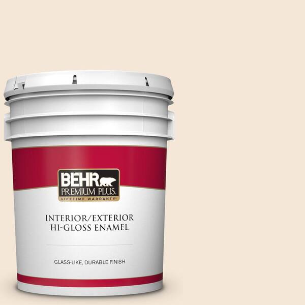 BEHR PREMIUM PLUS 5 gal. #W-B-220 Vanilla Delight Hi-Gloss Enamel Interior/Exterior Paint