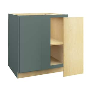 Hargrove 30 in. W x 24 in. D x 34.5 in. H Assembled Plywood Base Blind Corner Kitchen Cabinet in Verdant Green SoftClose