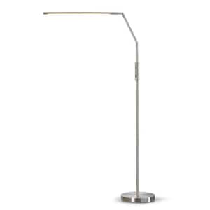 69 in. Brushed Nickel Dimmable LED Floor Lamp with USB Charge Ports Adjustable Arm Lamp
