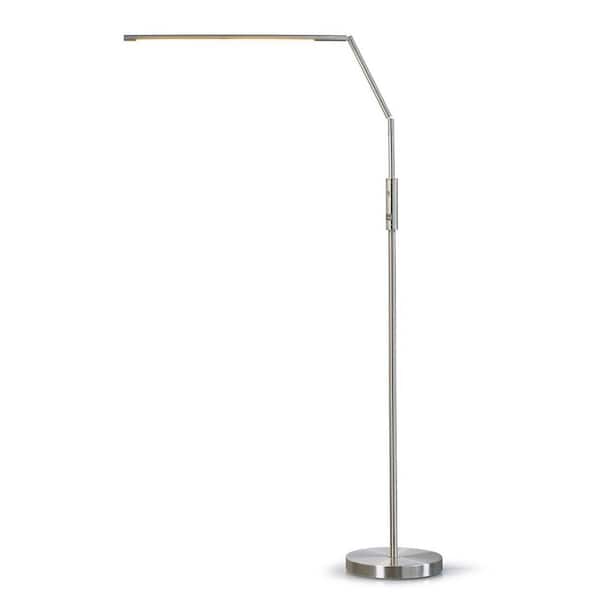 HOMEGLAM 69 in. Brushed Nickel Dimmable LED Floor Lamp with USB Charge Ports Adjustable Arm Lamp
