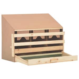 28.3 in. x 13 in. x 21.3 in. Solid Pine Wood Chicken Laying Nest 3-Compartments