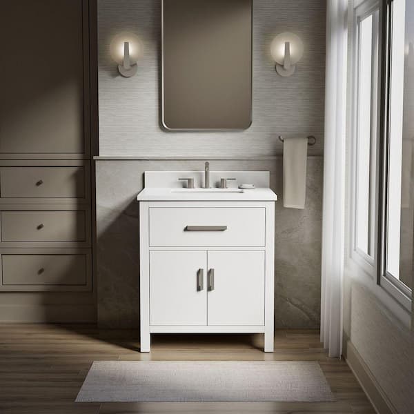 Kresla 31 in. Single Sink Freestanding White Bath Vanity with White Quartz Top Assembled