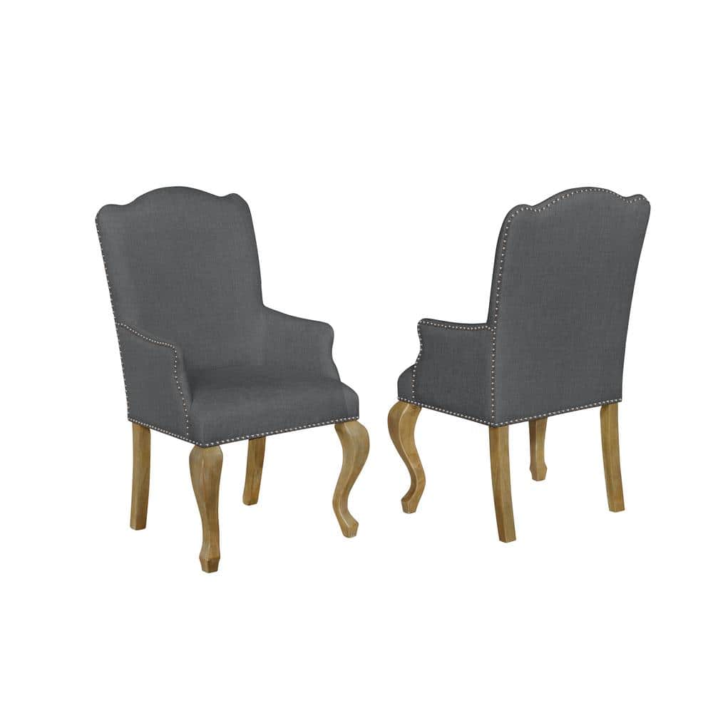 Best Quality Furniture Tiffany's Gray Upholstery Arm Chair Set of 2