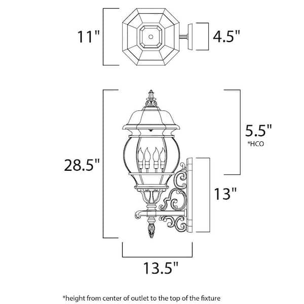 Crown Hill 4-Light Black Outdoor Wall Lantern Sconce