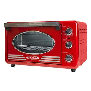 Retro Series 12-Slice Red Air Fry Toaster Oven with Built-in Timer