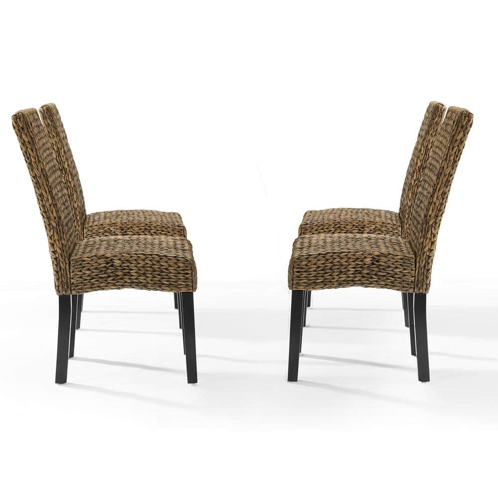 Edgewater High-Back Seagrass & Wood Dining Chair Set, Brown
