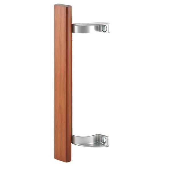 Sliding Glass Door Pull, Wood Handle, Diecast Construction, Chrome